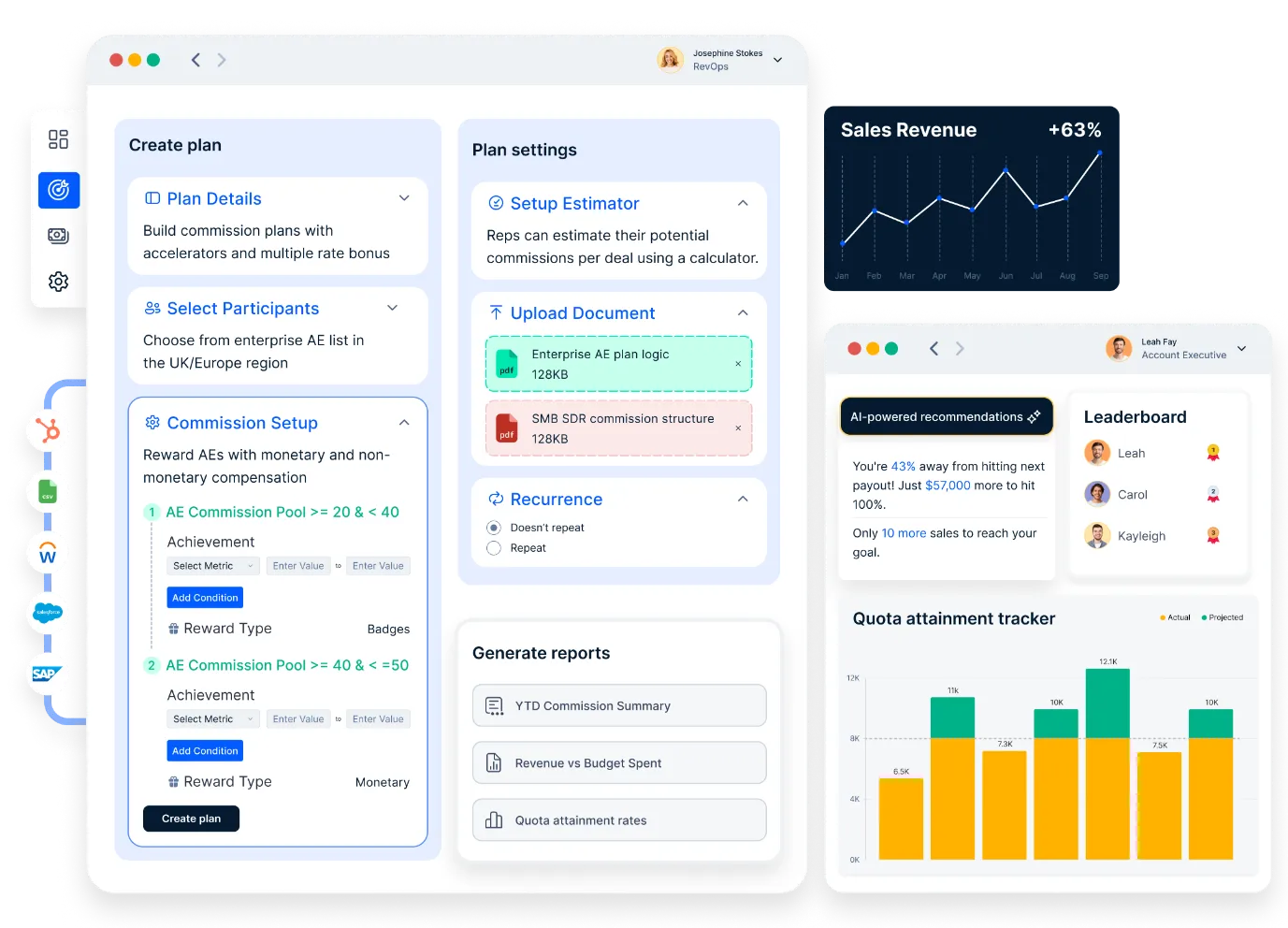  Tableau de bord des intégrations CRM de Compass