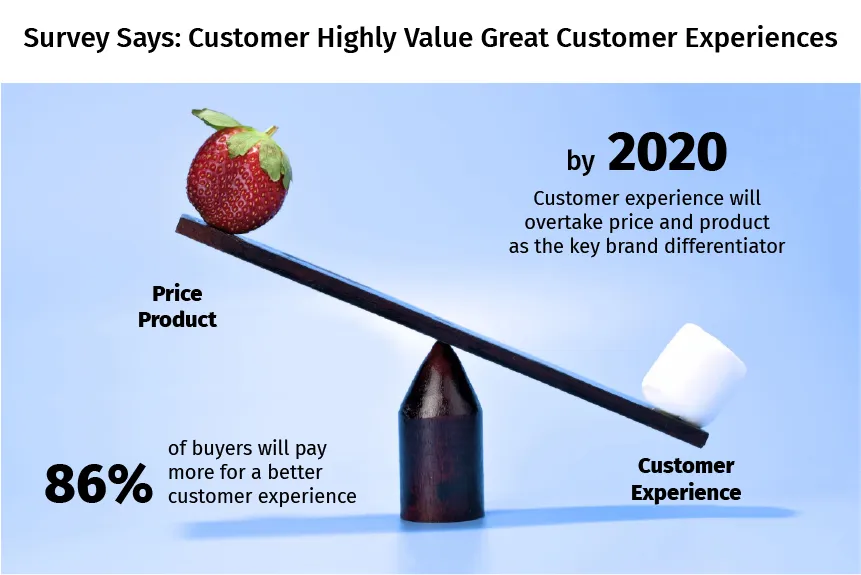 Statistik tentang pengalaman pelanggan vs nilai produk