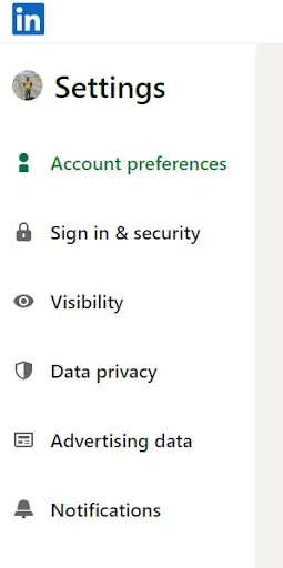 account preferences